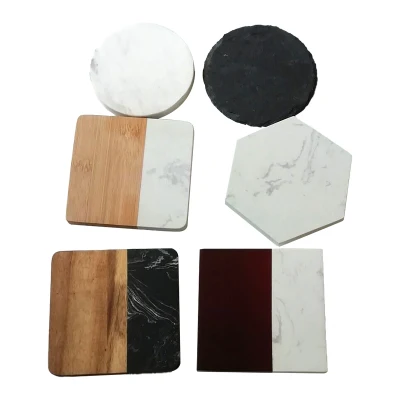 Wooden Splicing Coaster Hexagon Round Square Marble Coaster for Drink