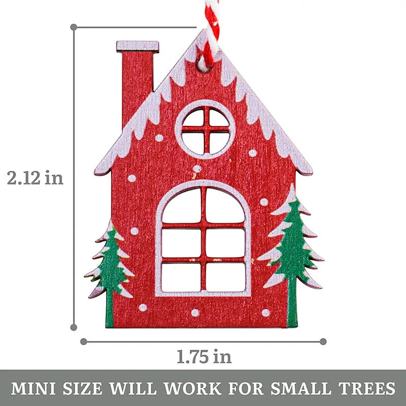2023 Crafts Laser Cut MDF Wood House Xmas Tree Hanging Decor Ornament Sublimation Cutout Wooden Christmas Decorations