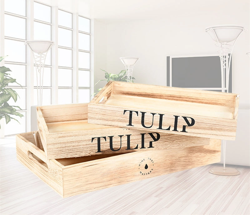 Eco-Friendly Wooden/Wood Tray with Logo/Motto Printing for Meal/Coffee/Tea/Wine/Fruit