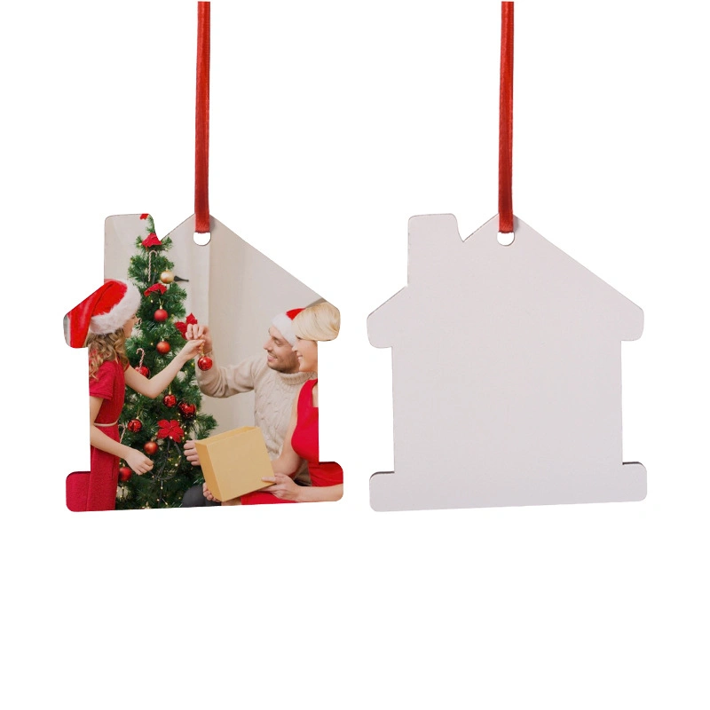 Heat Transfer Printing MDF Christmas House Shaped Pendant Sublimation Blank Wooden Pendant Ornament