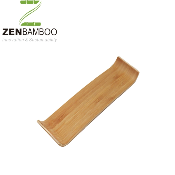 Melamine Bottom Wooden Food Bamboo Fiber Serving Tray with Handle