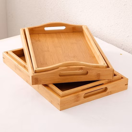 Hot Product Beech Wooden Tray with Handles for Bar Food Serving Tray