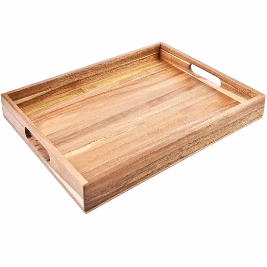 Hot Product Beech Wooden Tray with Handles for Bar Food Serving Tray