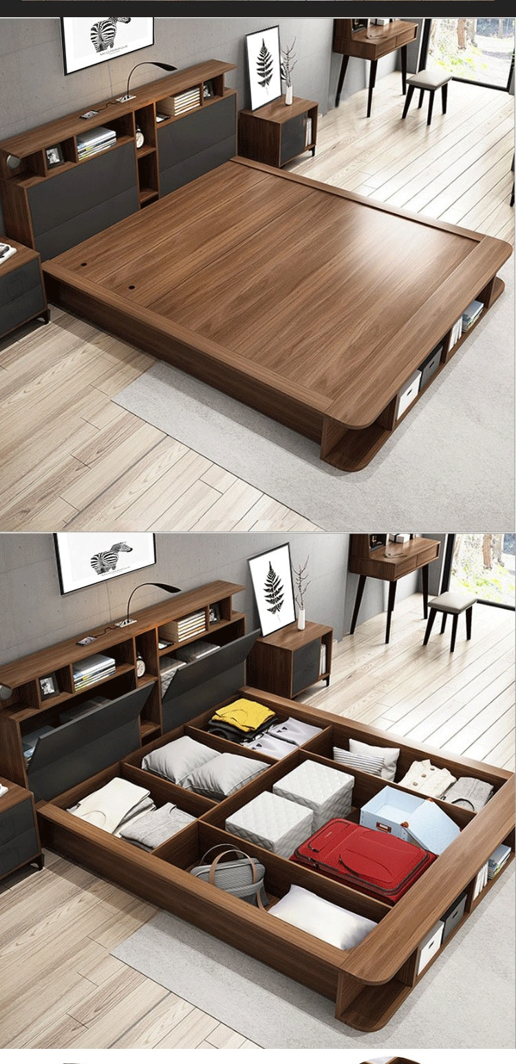Modern Living Room Furniture Home Bedroom Bed Sofa Bed King Queen Size Wooden Bed