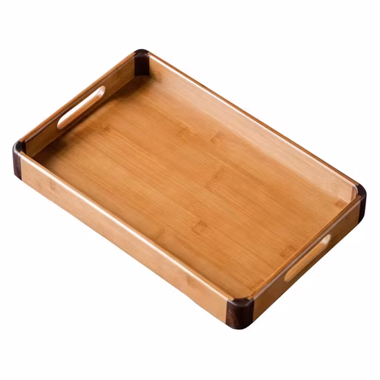 Hot Product Beech Wooden Tray with Handles for Bar Food Serving Tray