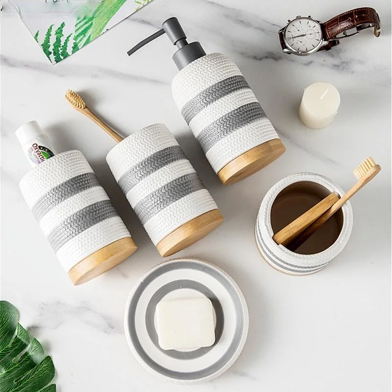 Creative Wooden Ceramic Crafts Soap Dish Toothbrush Holder Cosmetic Bottle Ornaments