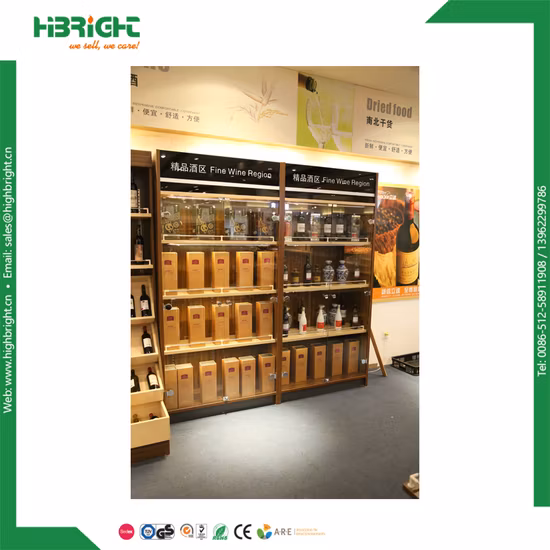 Wooden Wall Mount Wine Shelf for Wine Store Fixture