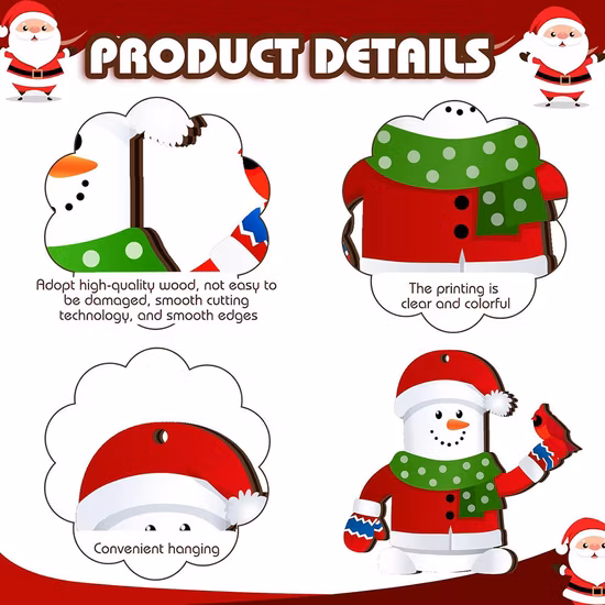 Mini Wooden Christmas Tree Decorations Hanging Ornaments