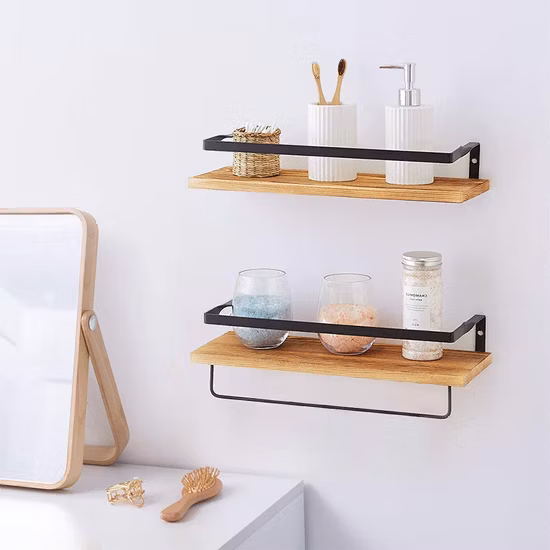 Rustic Wooden Floating Shelves Wall Mount Storage Shelf for Bathroom Bedroom