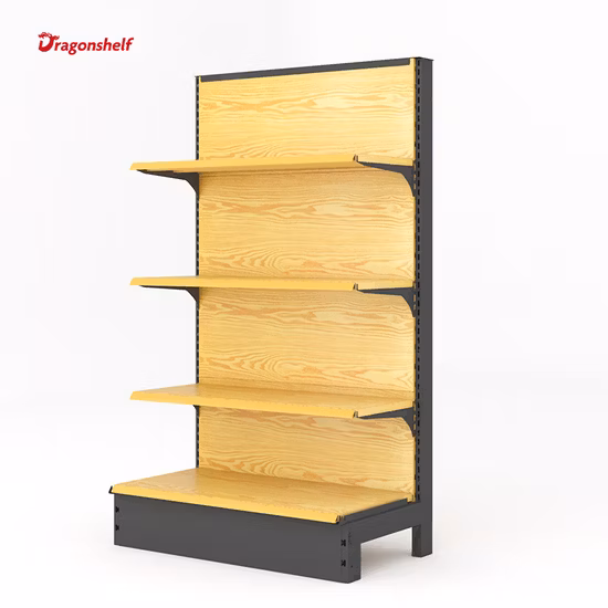 Customized Single Side Supermarket Wooden Wall Shelves Used Gondola Shelving