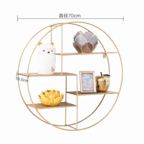 Metal and Wood Round Shelf Floating Shelves Wall Mounted